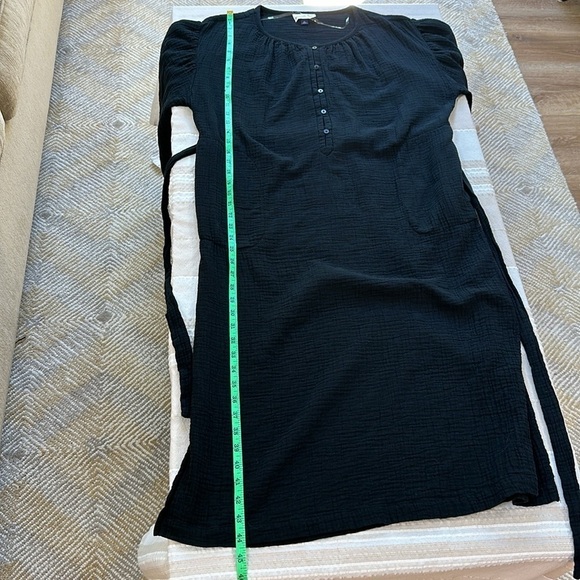 Black gauzy cotton long sleeve dress SZ M - Picture 6 of 10